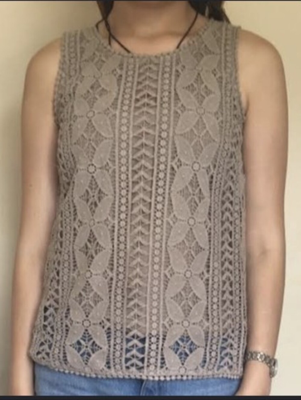 Darling Paula Crochet Lace Cotton Tank Top Boho Festival Cottagecore - M
